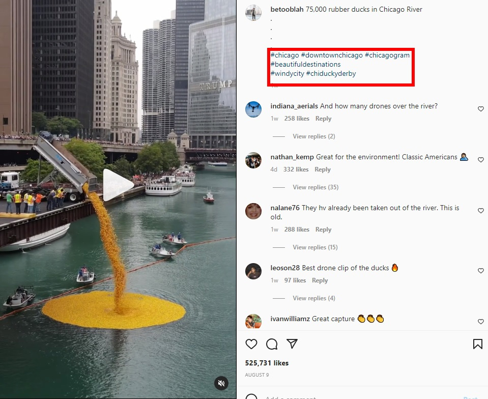 using relevant hashtags in comments