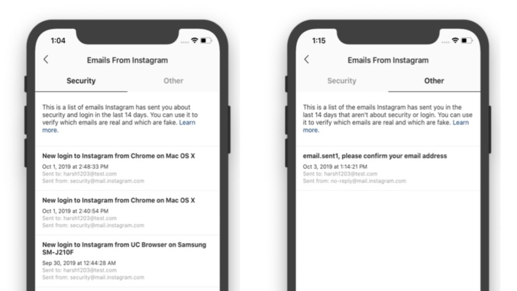instagram verification for security codes