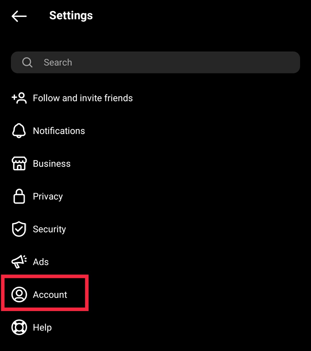 account settings