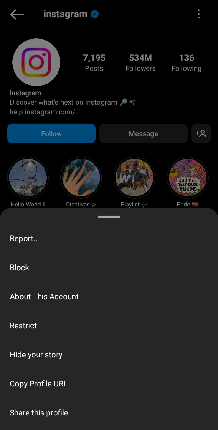 block option on instagram