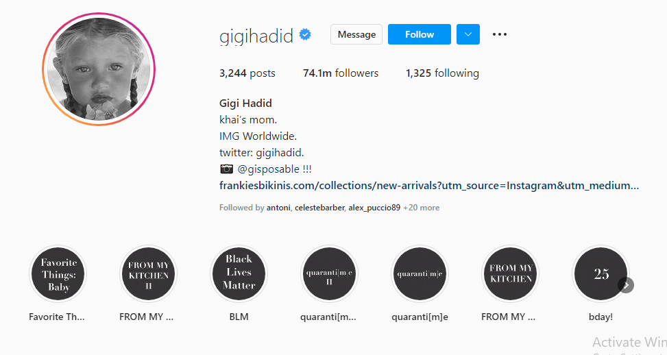 Gigi Hadid instagram