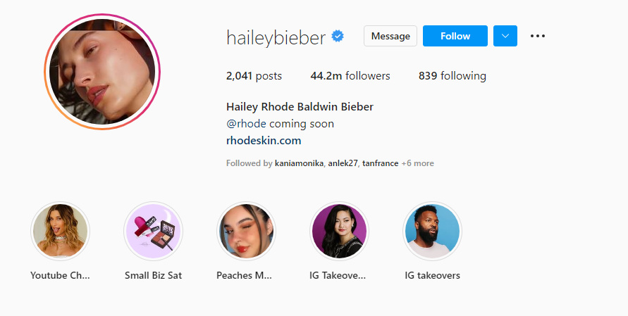 Hailey Bieber instagram