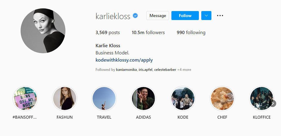 Karlie kloss instagram