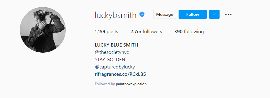 lucky blue smith instagram