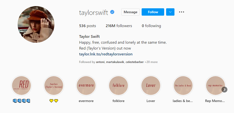 Taylor swift instagram