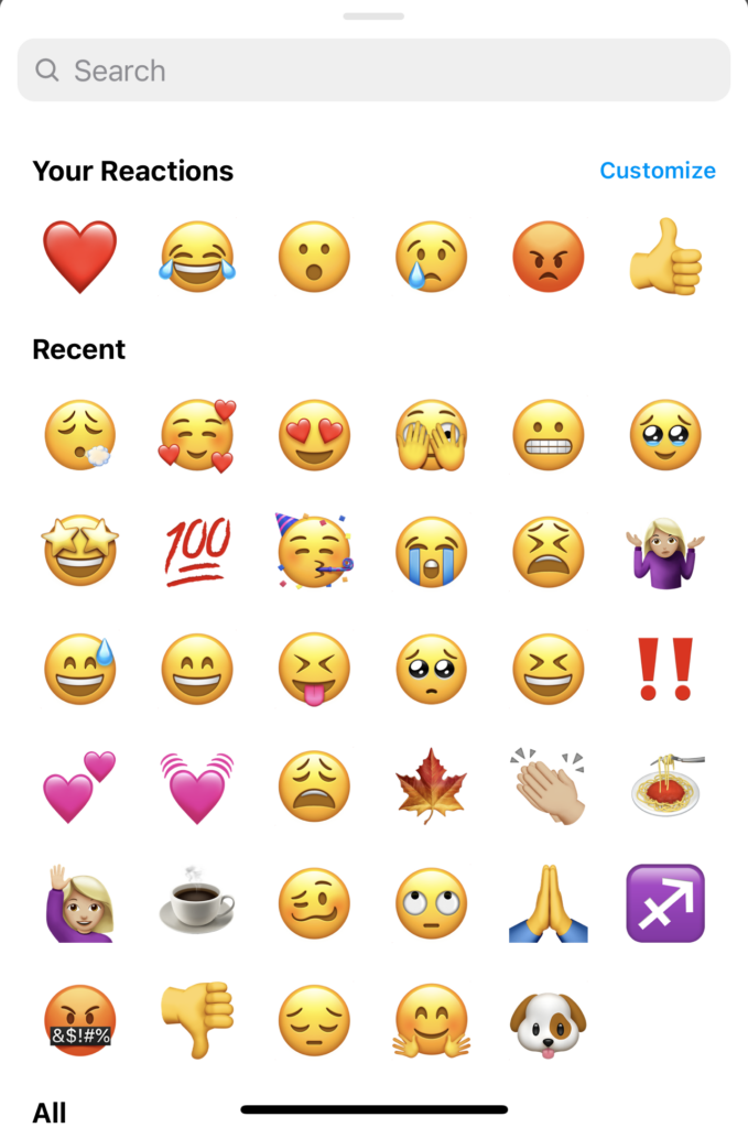 Default Emoji List Instagram Messages