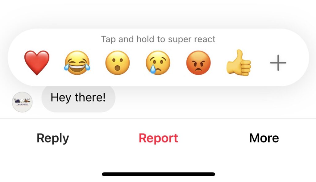 react to messages on Instagram