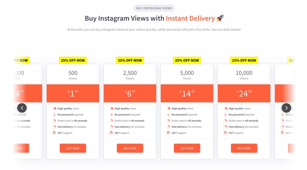 buzzoid Instagram views pricing